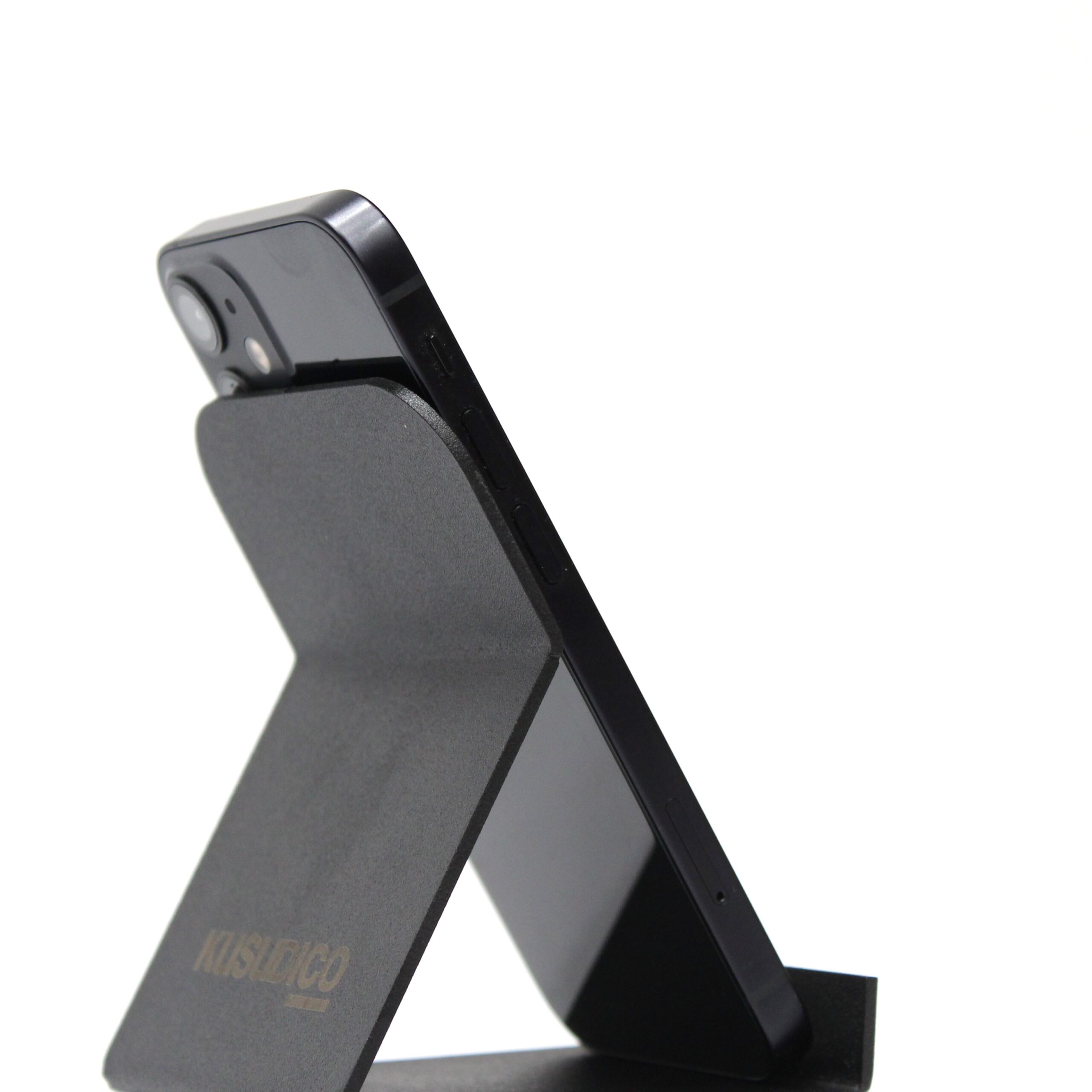 Studio Modern Easy View Mobile Phone Stand in Black Powder Coat Mild Steel with Cork Base - Image 5