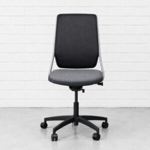 Loft Living Filo Hi Back Office Chair with No Arms. Fully Adjustable. Grey Frame and Black 5 Star Wheelbase. Black Mesh Back. Raven Charcoal Seat