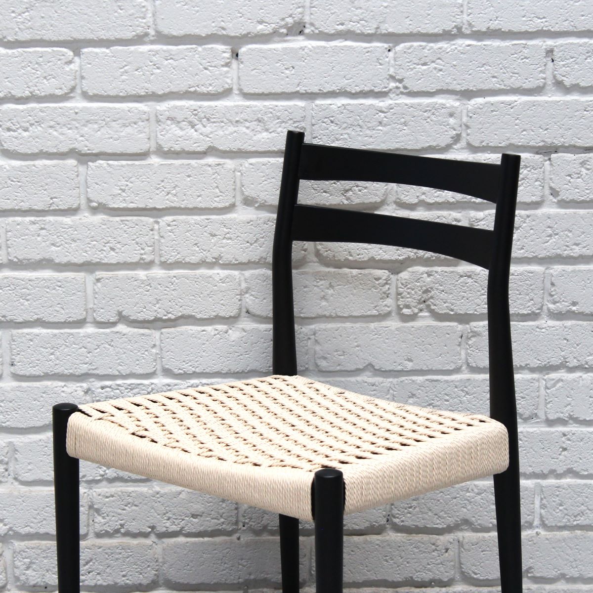Studio Mia Dining Chair in Solid Wood in Black and Natural Weave Seat - Image 3