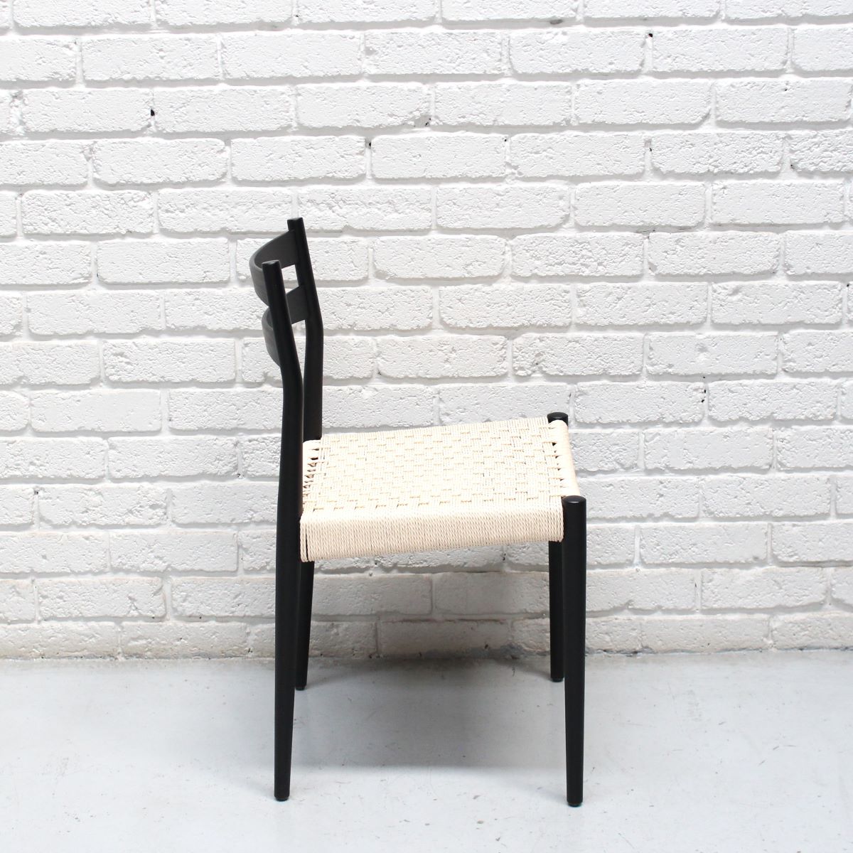 Studio Mia Dining Chair in Solid Wood in Black and Natural Weave Seat - Image 4
