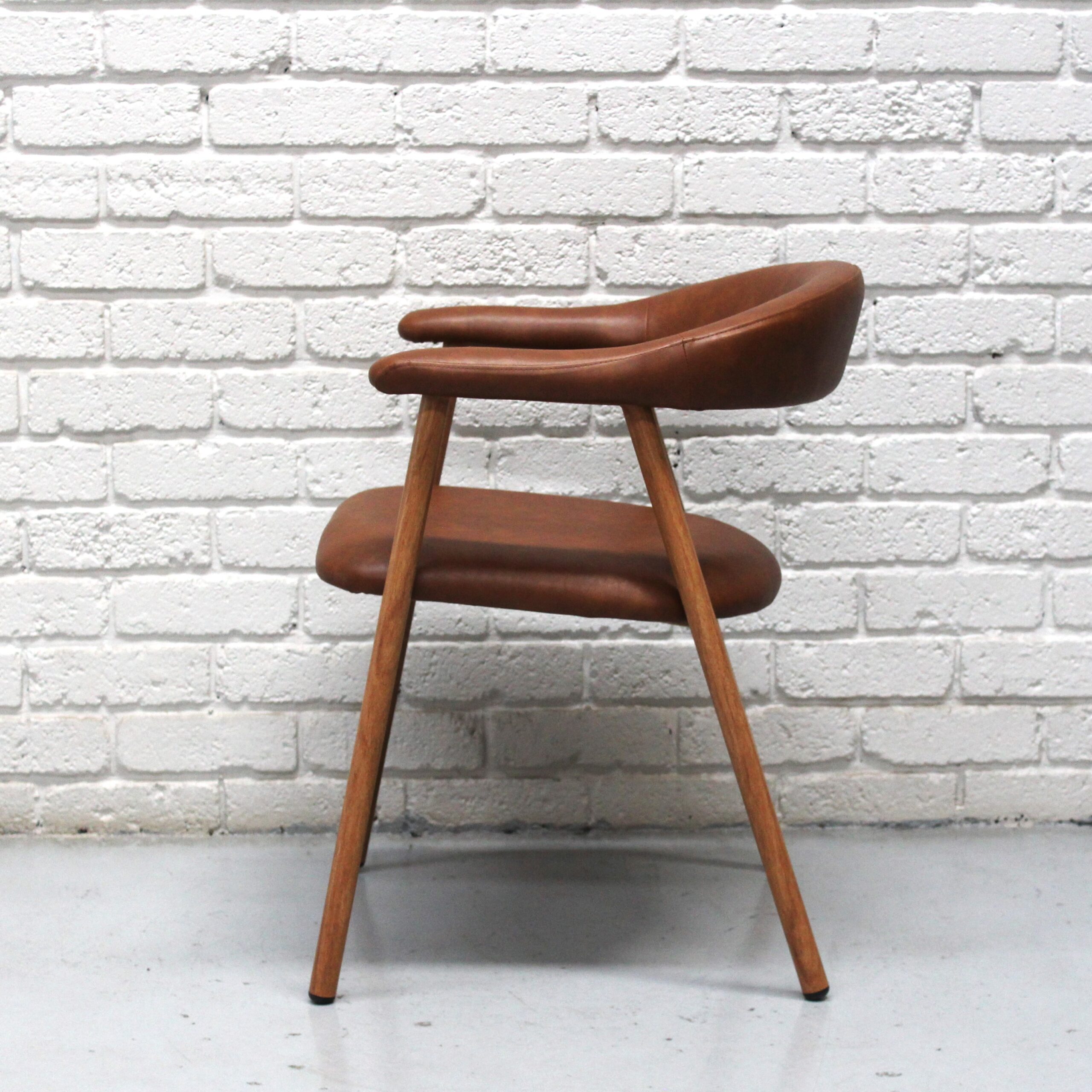 Loft Suki Carver Dining Chair Rosewood Finish Steel Frame and Tan Faux Leather - Image 2