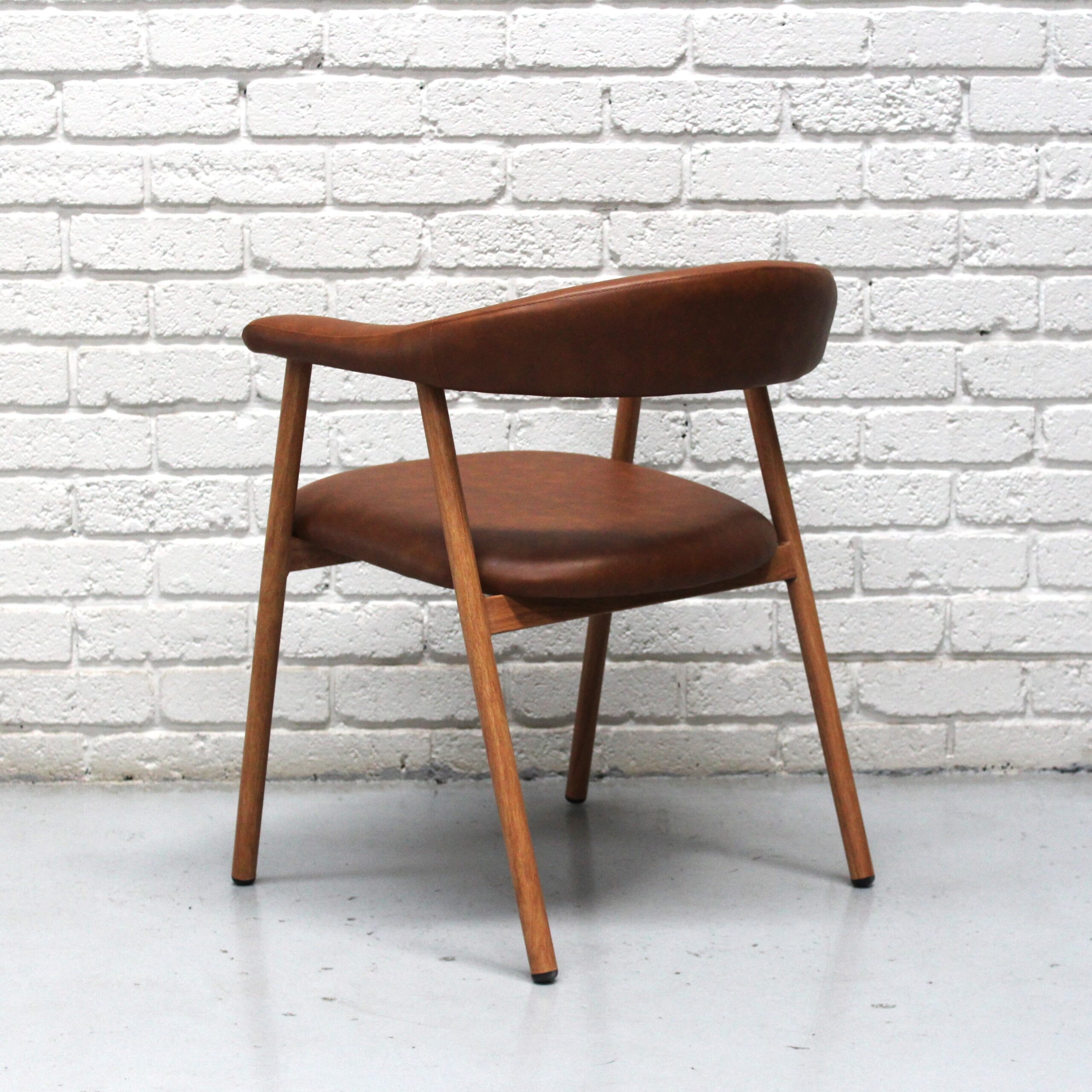 Loft Suki Carver Dining Chair Rosewood Finish Steel Frame and Tan Faux Leather - Image 4