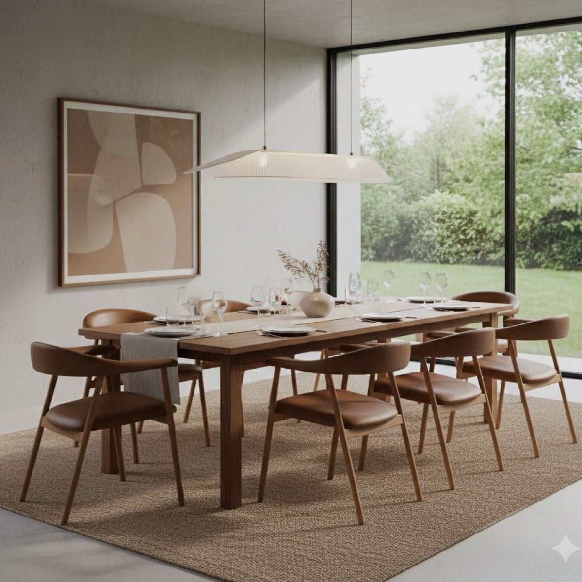 Loft Suki Carver Dining Chair Wood Finish Steel Frame and Tan Faux Leather