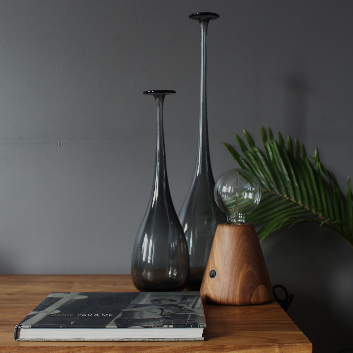 Studio Modern Conical Pod LED Lamp 14.3cm D x 15cm H Brown Kiaat Wood - Image 4
