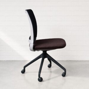 Studio Modern Yutu Low Back Chair with Grey Frame and Black 4 Star Wheelbase with Chocolate Seat
