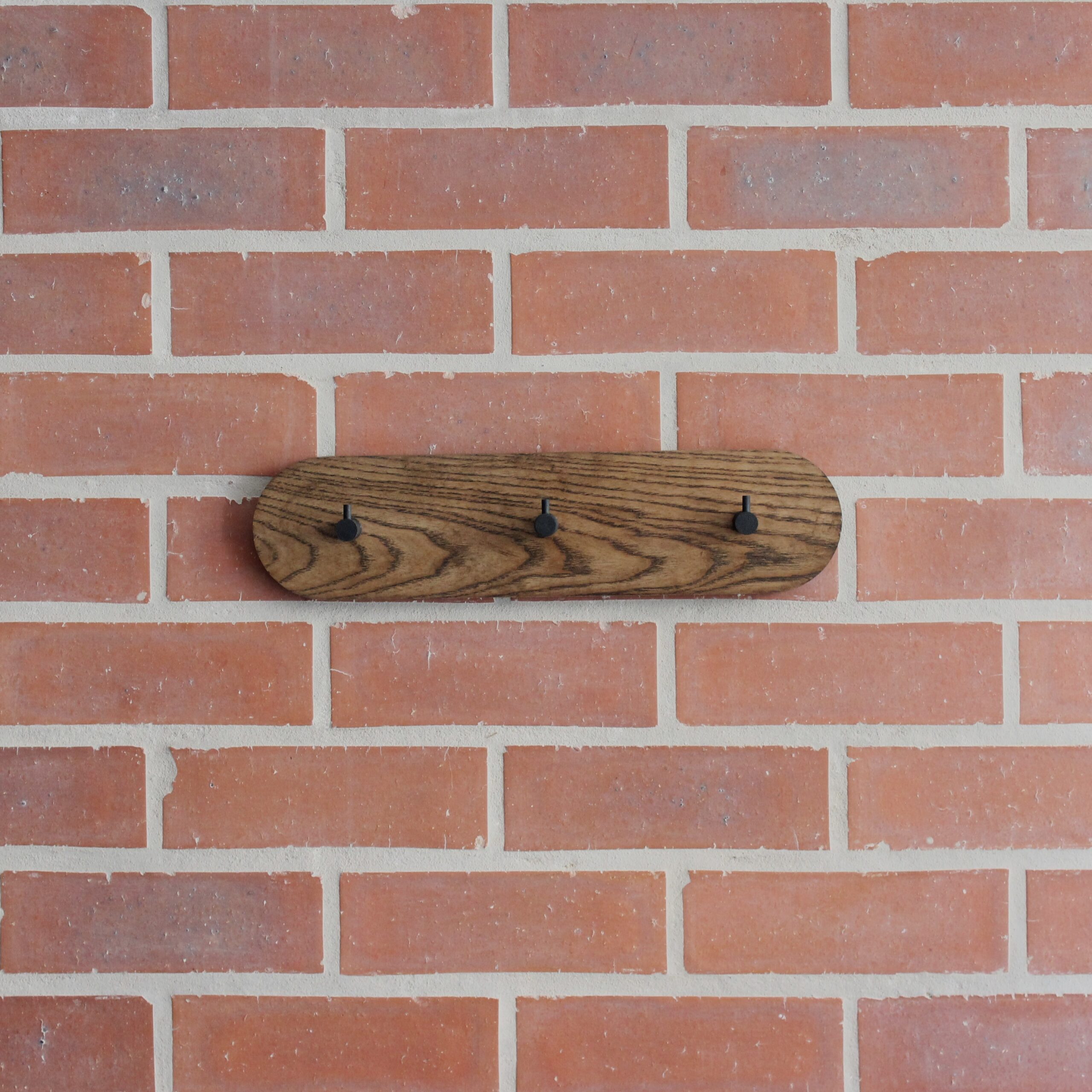 Studio Ash Wood 3 Coat Wall Rack in Coffee and Black Steel