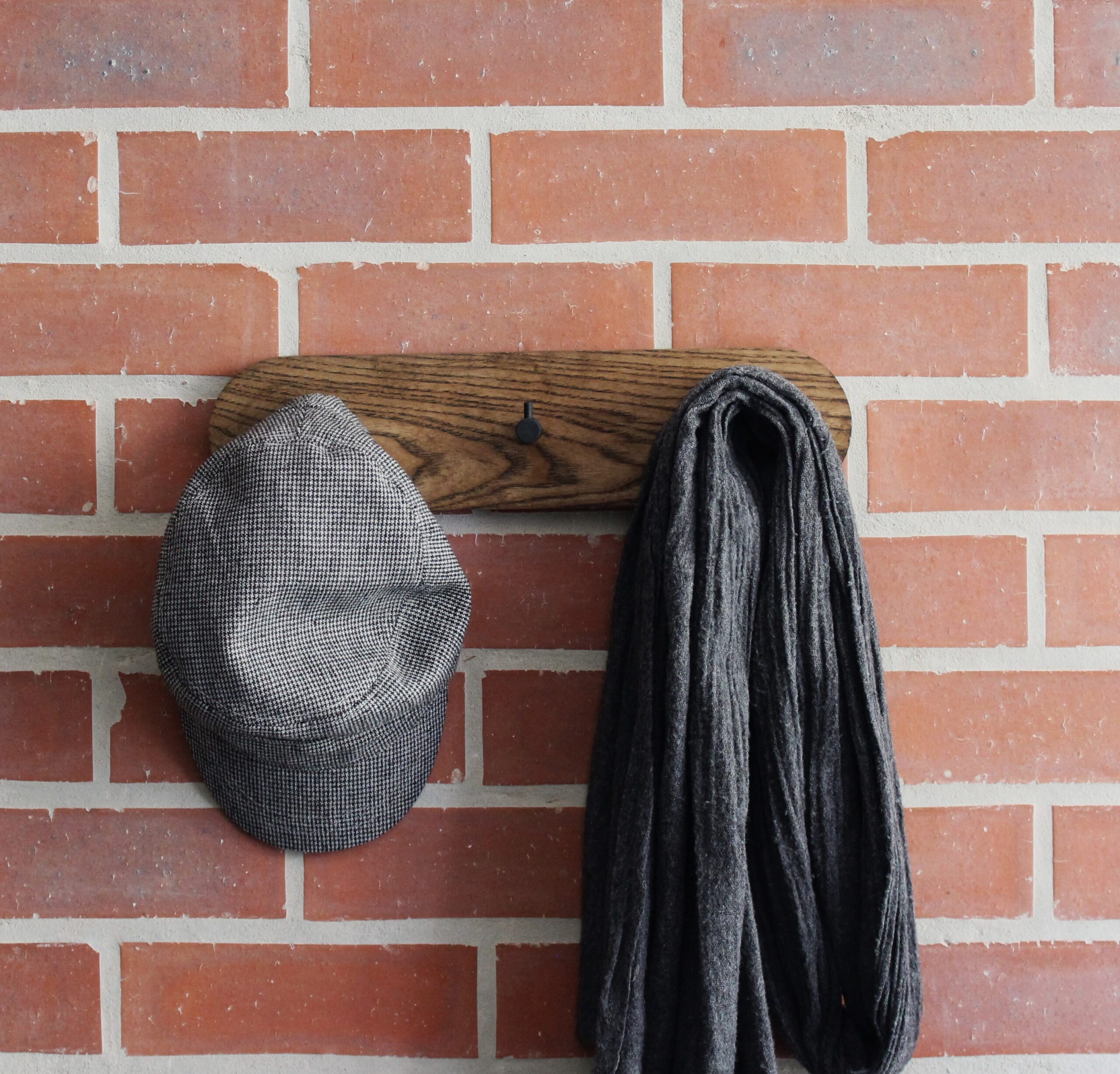 Studio Ash Wood 3 Coat Wall Rack in Coffee and Black Steel - Image 2