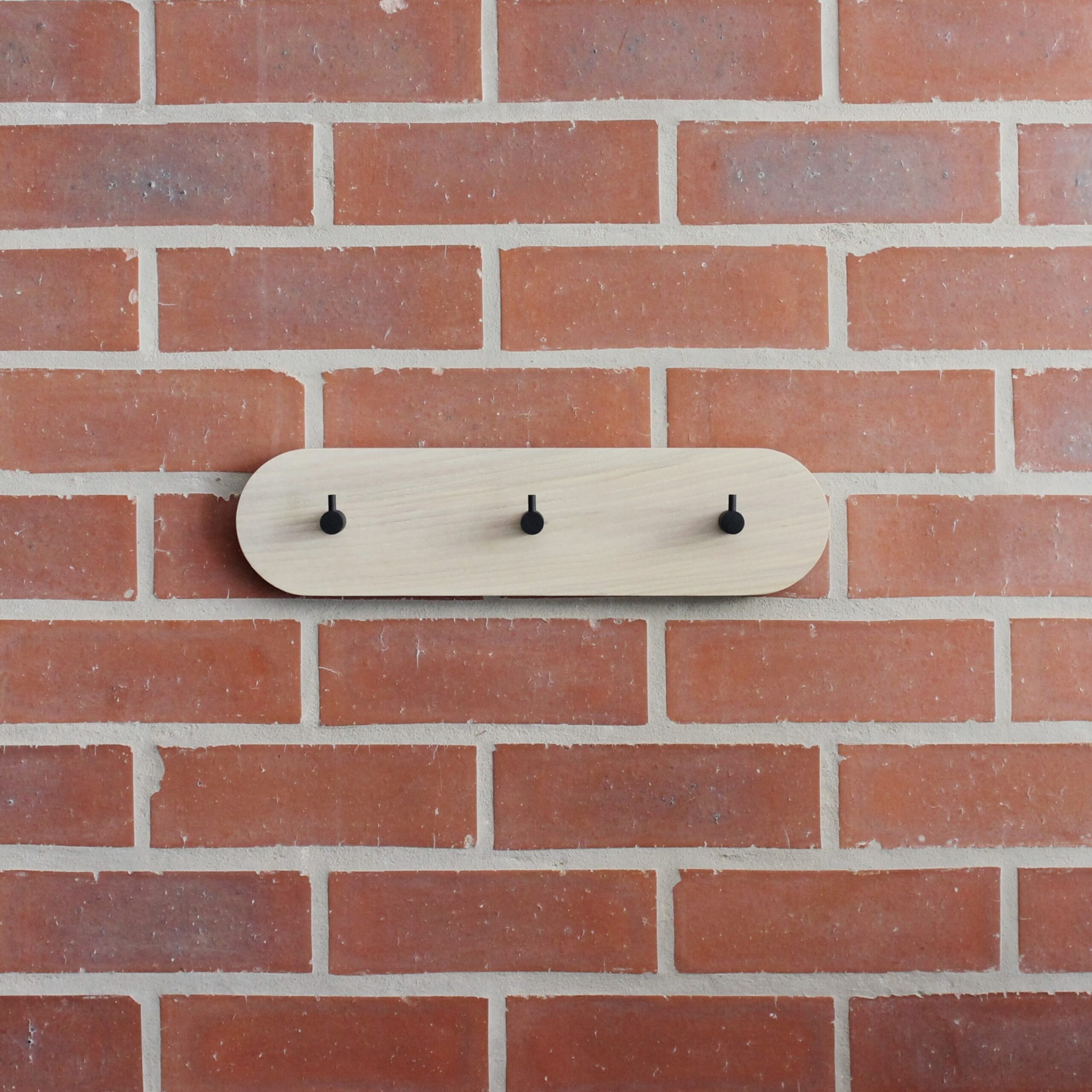Studio Ash Wood 3 Coat Wall Rack in Cotton White and Black Steel