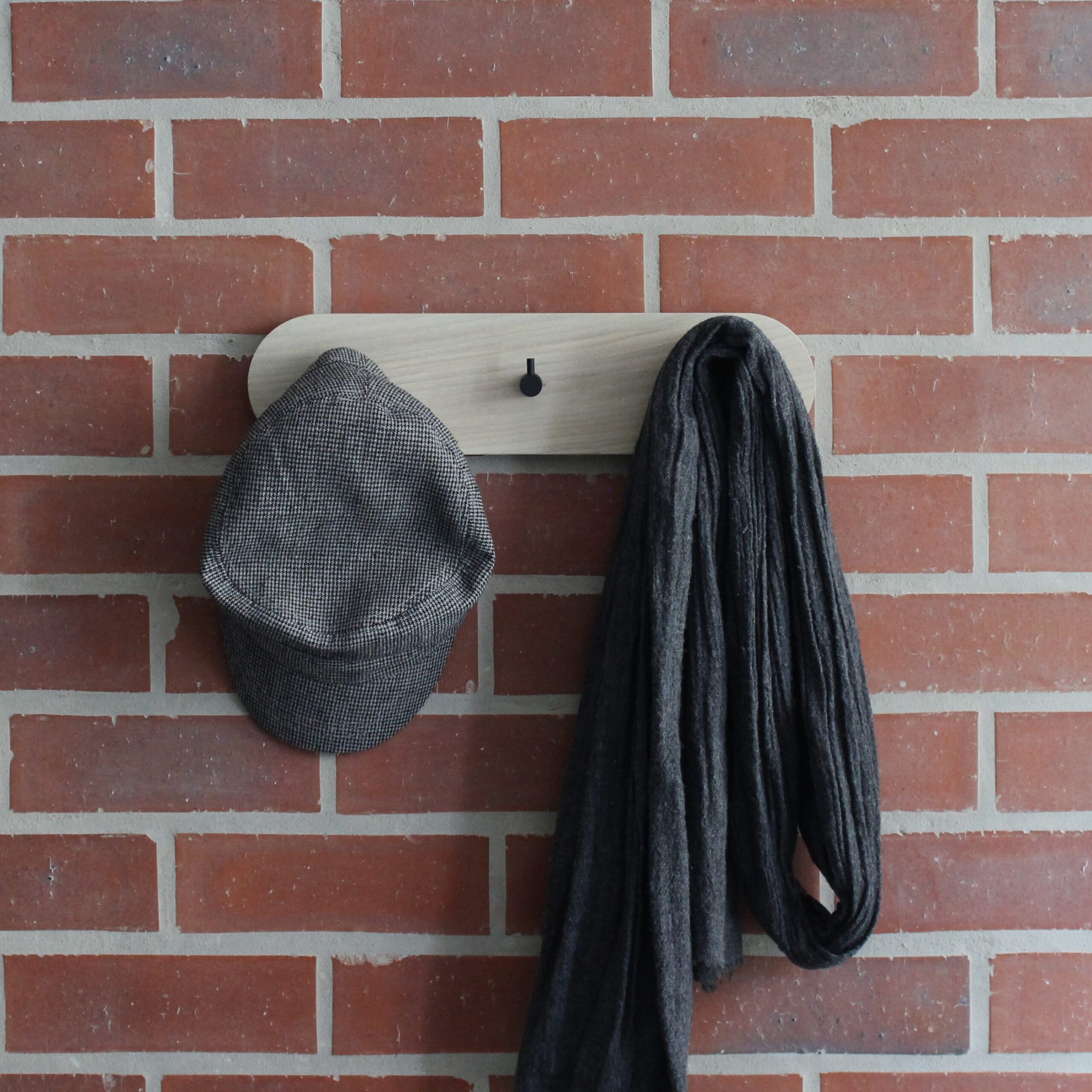 Studio Ash Wood 3 Coat Wall Rack in Cotton White and Black Steel