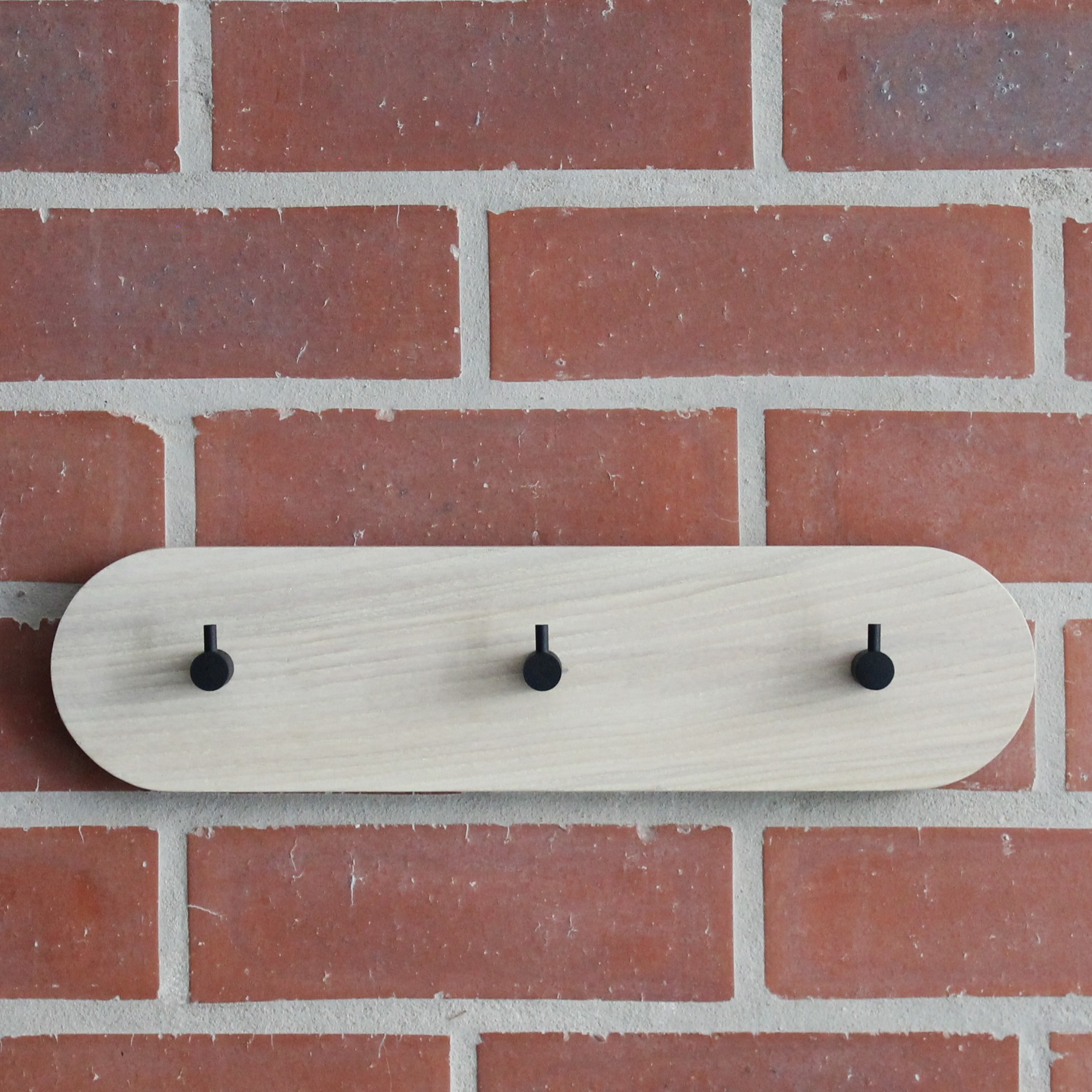 Studio Ash Wood 3 Coat Wall Rack in Cotton White and Black Steel - Image 4