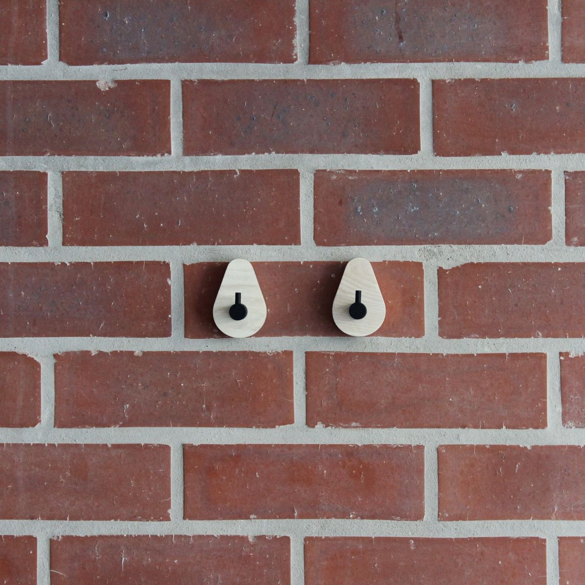 Studio Ash Wood Wall Hook Set of 2 in Cotton White and Black Steel