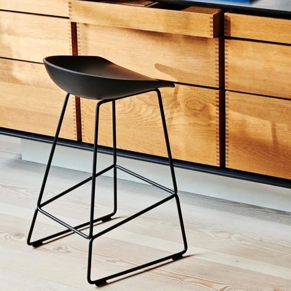 Studio Camden Kitchen Stool 65cm with Mild Steel Frame and PP Seat Black
