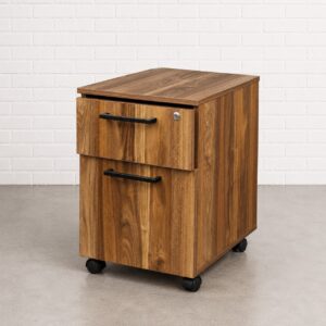 Apartment Two Drawer Mobile Storage Unit 40 x 50 x 63cm in Opera Walnut with Black Handles