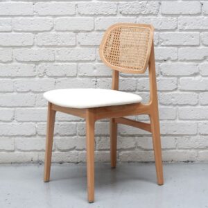 Loft Danish Dining Chair in Solid Blonde Beech Wood and Upholstered Seat